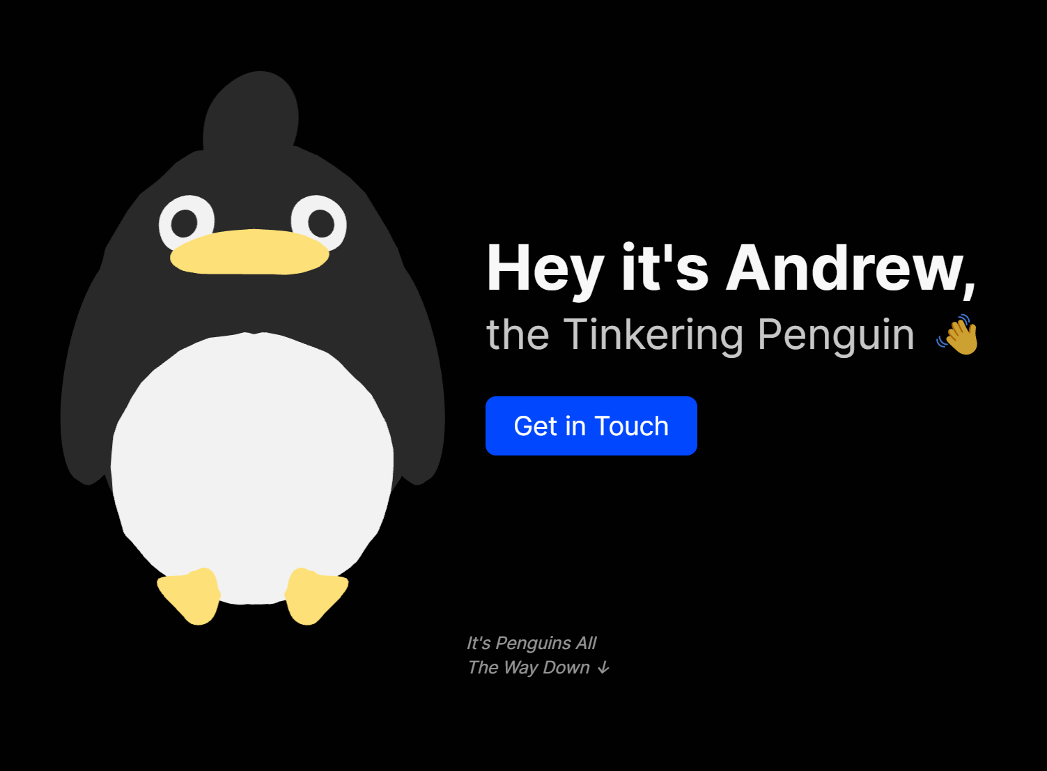 Tinkering Penguin Landing Page